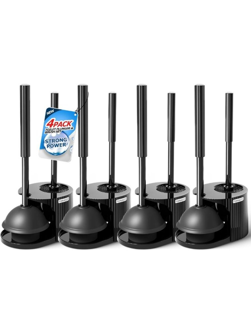 2-in-1 Toilet Brush & Plunger Set with Extended Handle - Bathroom Cleaning Tools